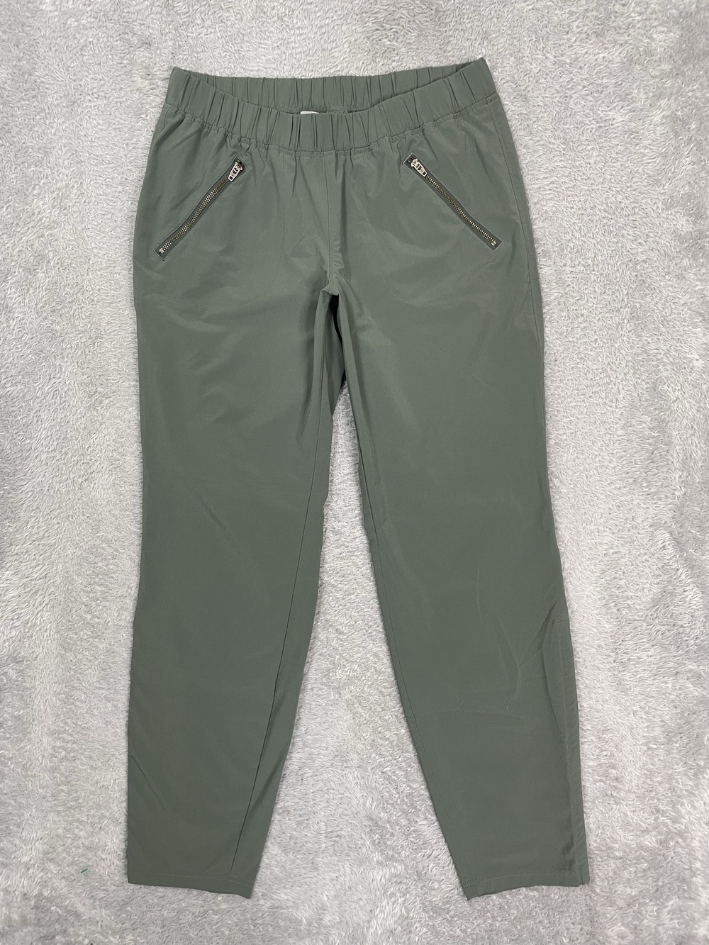 Athleta Pants Women 8 Green/Gray Ankle Pull On Zip Pockets Hiking Travel Stretch